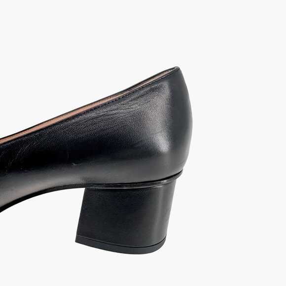 Gucci Sylvie Black Leather Chain Web Stripe Block Heel Pumps Shoes Size 37 US 7 - Picture 12 of 15